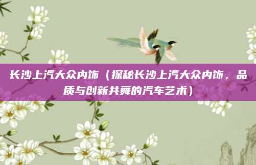 长沙上汽大众内饰（探秘长沙上汽大众内饰，品质与创新共舞的汽车艺术）