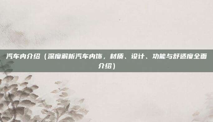 汽车内介绍（深度解析汽车内饰，材质、设计、功能与舒适度全面介绍）