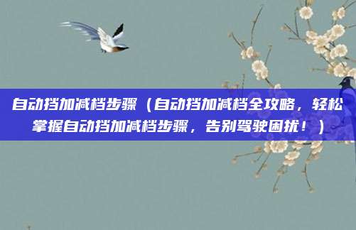 自动挡加减档步骤（自动挡加减档全攻略，轻松掌握自动挡加减档步骤，告别驾驶困扰！）