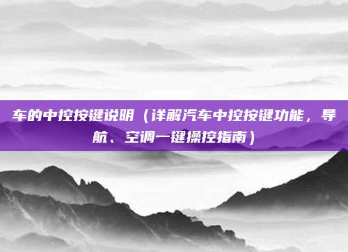 车的中控按键说明（详解汽车中控按键功能，导航、空调一键操控指南）