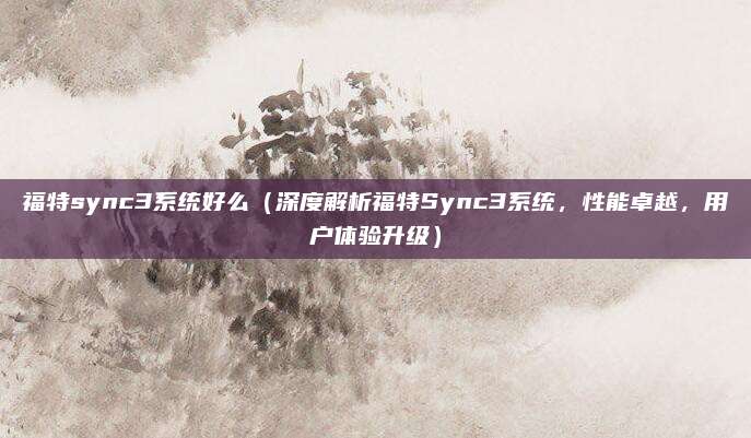 福特sync3系统好么（深度解析福特Sync3系统，性能卓越，用户体验升级）