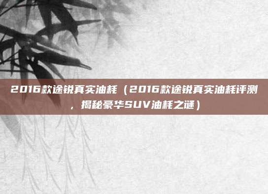2016款途锐真实油耗（2016款途锐真实油耗评测，揭秘豪华SUV油耗之谜）