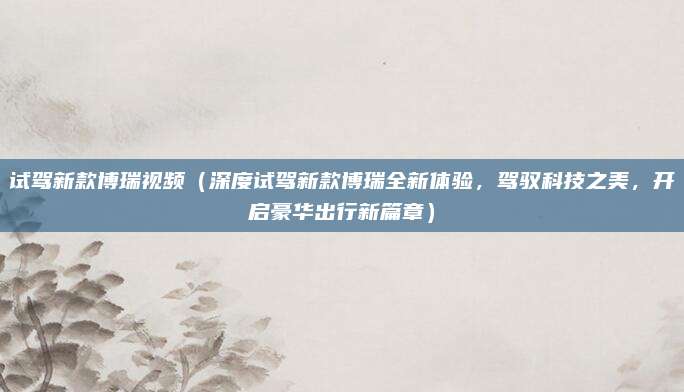 试驾新款博瑞视频（深度试驾新款博瑞全新体验，驾驭科技之美，开启豪华出行新篇章）