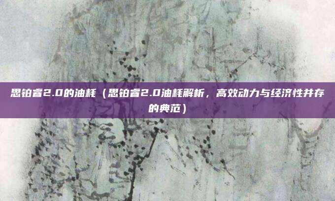 思铂睿2.0的油耗（思铂睿2.0油耗解析，高效动力与经济性并存的典范）