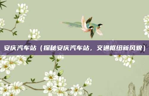 安庆汽车站（探秘安庆汽车站，交通枢纽新风貌）