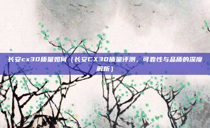 长安cx30质量如何（长安CX30质量评测，可靠性与品质的深度解析）