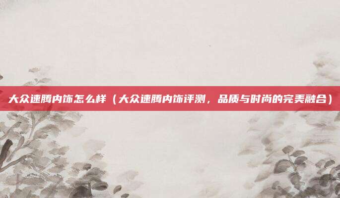 大众速腾内饰怎么样（大众速腾内饰评测，品质与时尚的完美融合）