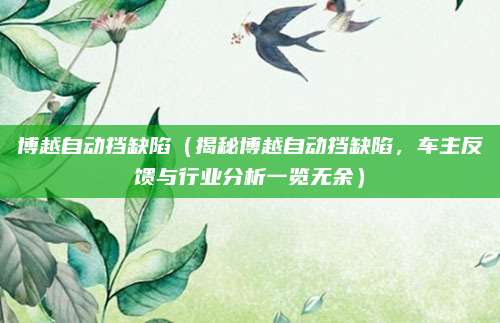 博越自动挡缺陷（揭秘博越自动挡缺陷，车主反馈与行业分析一览无余）