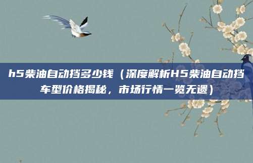 h5柴油自动挡多少钱（深度解析H5柴油自动挡车型价格揭秘，市场行情一览无遗）