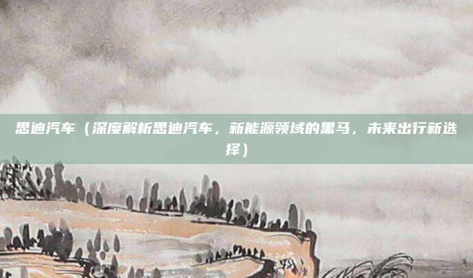 思迪汽车（深度解析思迪汽车，新能源领域的黑马，未来出行新选择）