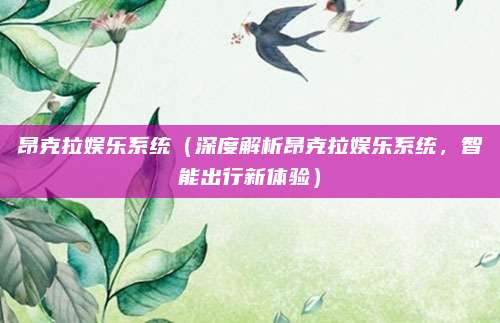 昂克拉娱乐系统（深度解析昂克拉娱乐系统，智能出行新体验）