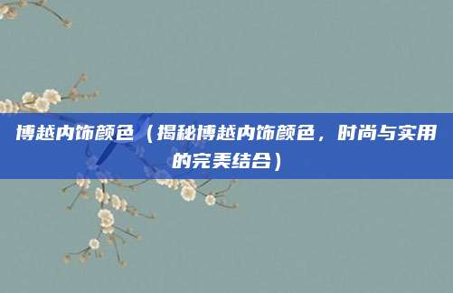 博越内饰颜色（揭秘博越内饰颜色，时尚与实用的完美结合）