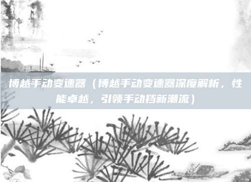 博越手动变速器（博越手动变速器深度解析，性能卓越，引领手动挡新潮流）