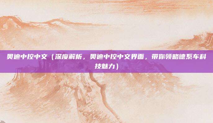 奥迪中控中文（深度解析，奥迪中控中文界面，带你领略德系车科技魅力）