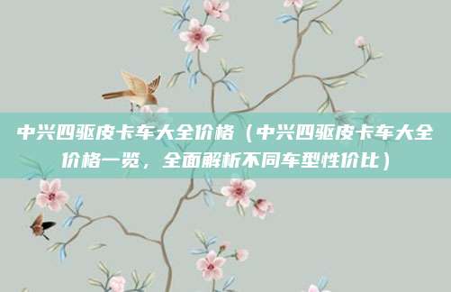 中兴四驱皮卡车大全价格（中兴四驱皮卡车大全价格一览，全面解析不同车型性价比）