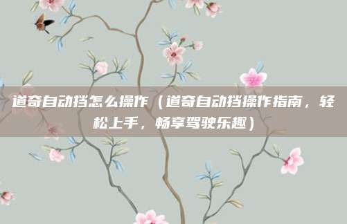 道奇自动挡怎么操作（道奇自动挡操作指南，轻松上手，畅享驾驶乐趣）