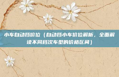 小车自动挡价位（自动挡小车价位解析，全面解读不同档次车型的价格区间）