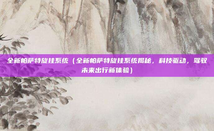 全新帕萨特旋挂系统（全新帕萨特旋挂系统揭秘，科技驱动，驾驭未来出行新体验）