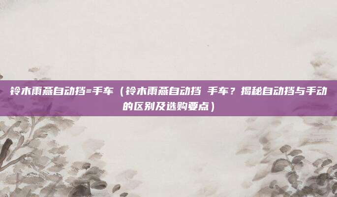 铃木雨燕自动挡=手车（铃木雨燕自动挡≈手车？揭秘自动挡与手动的区别及选购要点）