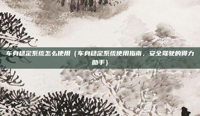 车身稳定系统怎么使用（车身稳定系统使用指南，安全驾驶的得力助手）