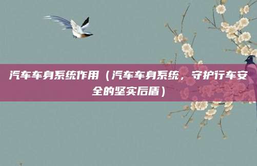 汽车车身系统作用（汽车车身系统，守护行车安全的坚实后盾）