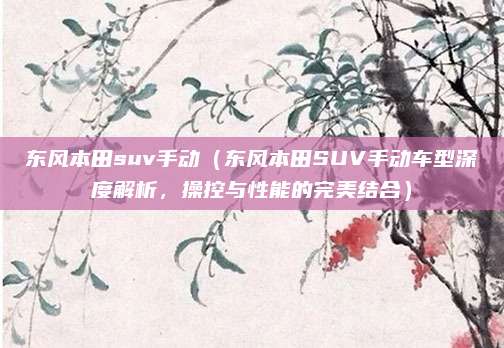东风本田suv手动（东风本田SUV手动车型深度解析，操控与性能的完美结合）