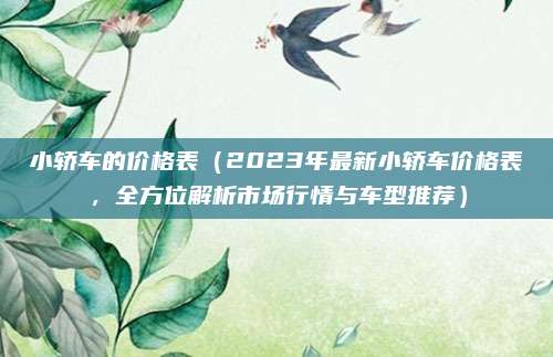 小轿车的价格表（2023年最新小轿车价格表，全方位解析市场行情与车型推荐）