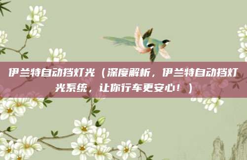 伊兰特自动挡灯光（深度解析，伊兰特自动挡灯光系统，让你行车更安心！）