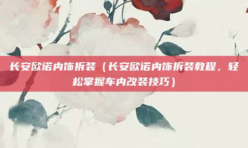 长安欧诺内饰拆装（长安欧诺内饰拆装教程，轻松掌握车内改装技巧）