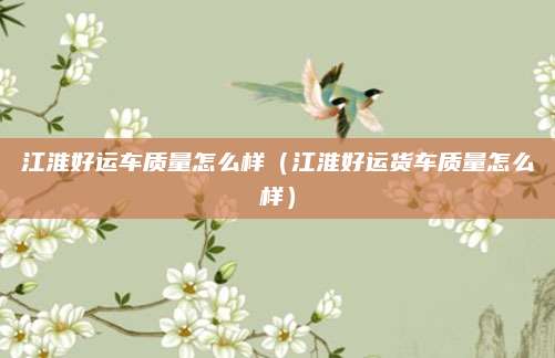 江淮好运车质量怎么样(江淮好运货车质量怎么样)