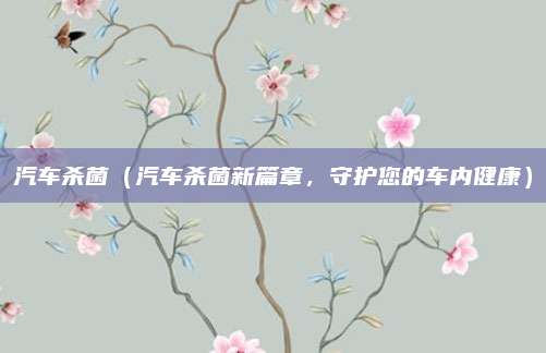 汽车杀菌（汽车杀菌新篇章，守护您的车内健康）