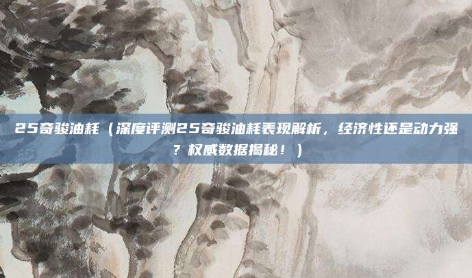 25奇骏油耗（深度评测25奇骏油耗表现解析，经济性还是动力强？权威数据揭秘！）
