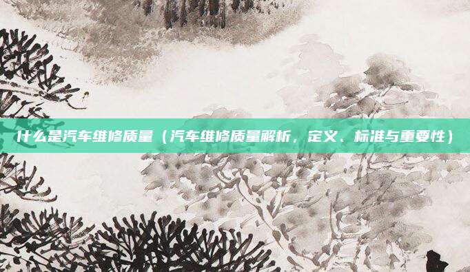 什么是汽车维修质量（汽车维修质量解析，定义、标准与重要性）