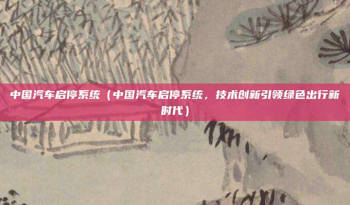 中国汽车启停系统（中国汽车启停系统，技术创新引领绿色出行新时代）