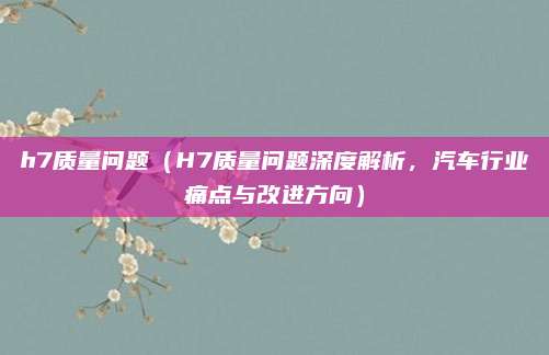 h7质量问题（H7质量问题深度解析，汽车行业痛点与改进方向）