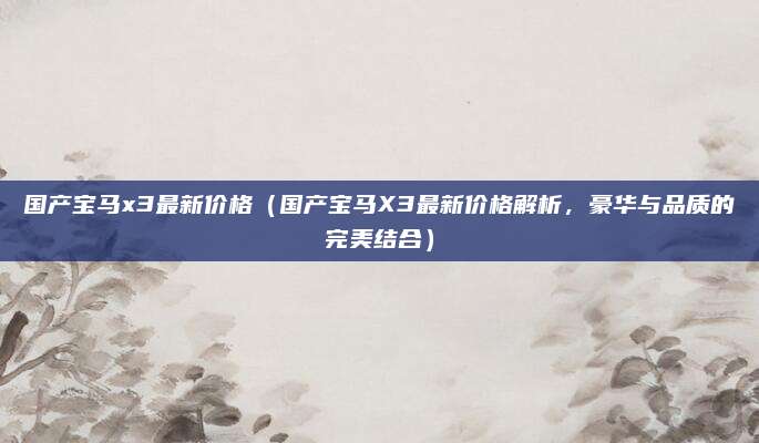 国产宝马x3最新价格（国产宝马X3最新价格解析，豪华与品质的完美结合）