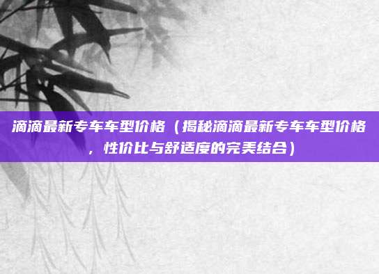 滴滴最新专车车型价格（揭秘滴滴最新专车车型价格，性价比与舒适度的完美结合）