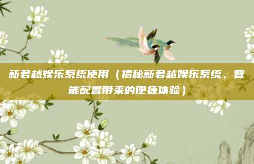 新君越娱乐系统使用（揭秘新君越娱乐系统，智能配置带来的便捷体验）