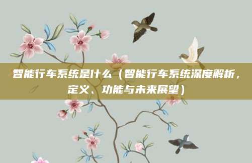 智能行车系统是什么（智能行车系统深度解析，定义、功能与未来展望）