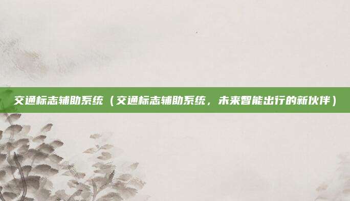 交通标志辅助系统（交通标志辅助系统，未来智能出行的新伙伴）