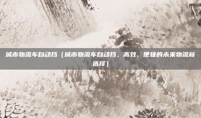 城市物流车自动挡（城市物流车自动挡，高效、便捷的未来物流新选择）