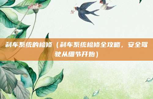 刹车系统的检修（刹车系统检修全攻略，安全驾驶从细节开始）