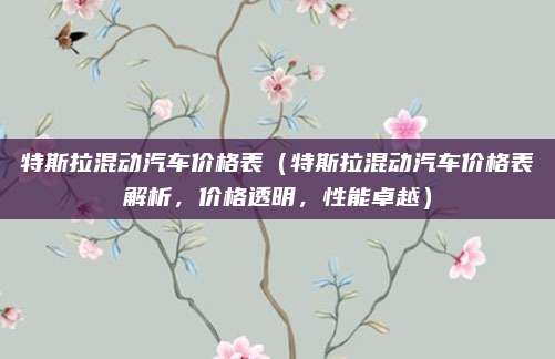 特斯拉混动汽车价格表（特斯拉混动汽车价格表解析，价格透明，性能卓越）