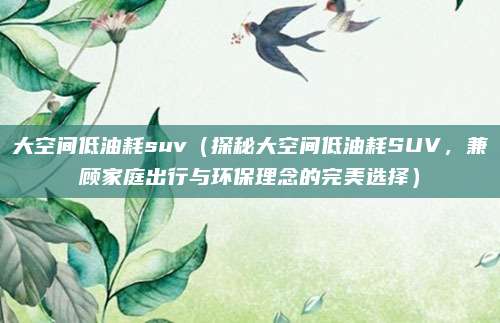 大空间低油耗suv（探秘大空间低油耗SUV，兼顾家庭出行与环保理念的完美选择）