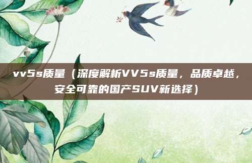 vv5s质量（深度解析VV5s质量，品质卓越，安全可靠的国产SUV新选择）