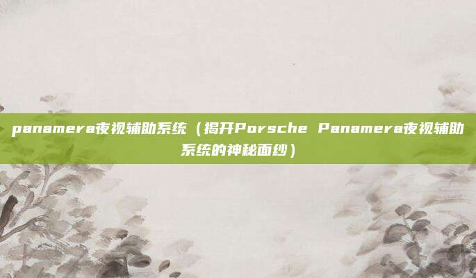 panamera夜视辅助系统（揭开Porsche Panamera夜视辅助系统的神秘面纱）