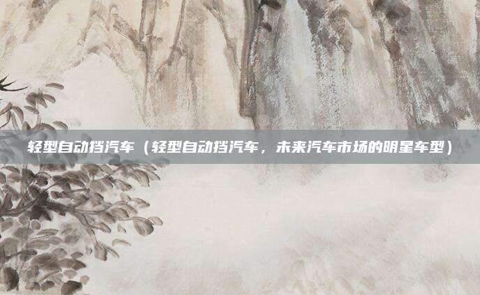 轻型自动挡汽车（轻型自动挡汽车，未来汽车市场的明星车型）