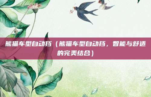熊猫车型自动挡（熊猫车型自动挡，智能与舒适的完美结合）