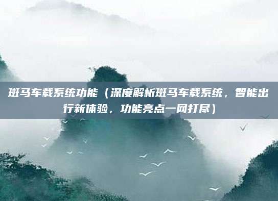 斑马车载系统功能（深度解析斑马车载系统，智能出行新体验，功能亮点一网打尽）
