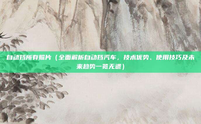 自动挡所有照片（全面解析自动挡汽车，技术优势、使用技巧及未来趋势一览无遗）